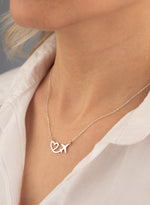 925 Sterling Silver Heart Uçak Necklace