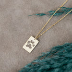 925 Sterling Silver Di̇kdörtgen Plaka Köpek Pati̇si̇