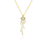 925 Sterling Silver Birth Flower Name Necklace