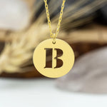 925 Sterling Silver Initial Disk Necklace