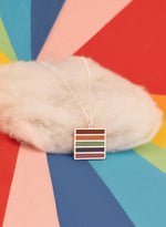 925 Sterling Silver Square Pride Flag Necklace