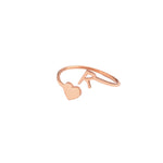 925 Sterling Silver Initial Heart Open Ring