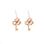 925 Sterling Silver Birth Stone Key Earrings