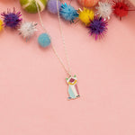 925 Sterling Silver Multi Color Enamel Cat Necklace