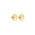 925 Sterling Silver Round Om Studs
