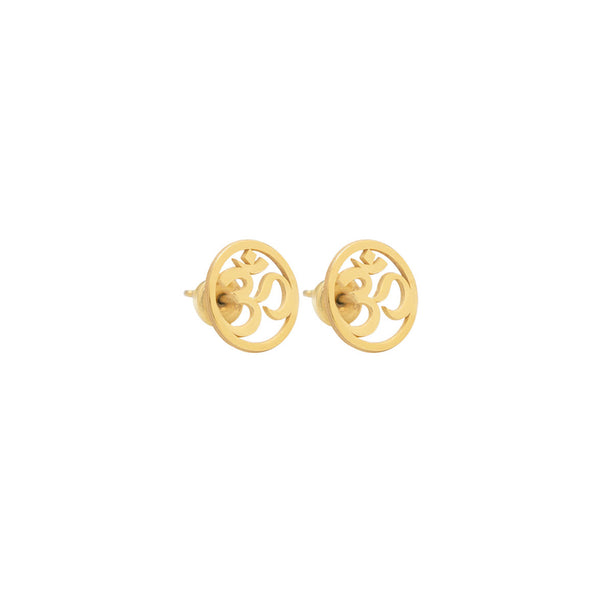 925 Sterling Silver Round Om Studs