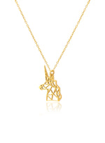 925 Sterling Silver Origami Unicorn Necklace
