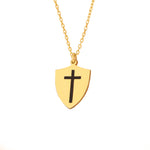 925 Sterling Silver Cross Shield Necklace