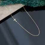 925 Sterling Silver Sideways Tiny Cross Necklace