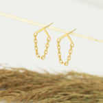925 Sterling Silver Figaro Chain Triangle Stud Earring,