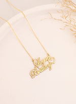 925 Sterling Silver Two Name With Heart Necklace