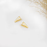 925 Sterling Silver Kenarlari Domed Üçgen Earrings