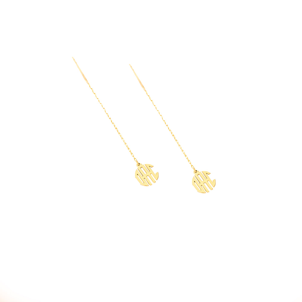 925 Sterling Silver Threader Monogram Earrings