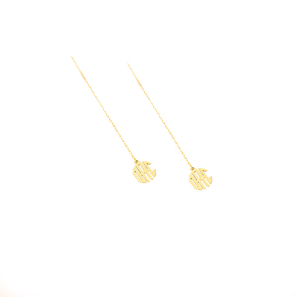 925 Sterling Silver Threader Monogram Earrings