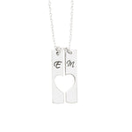 925 Sterling Silver Double Bar Heart Necklace