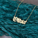 925 Sterling Silver Old English Name Necklace