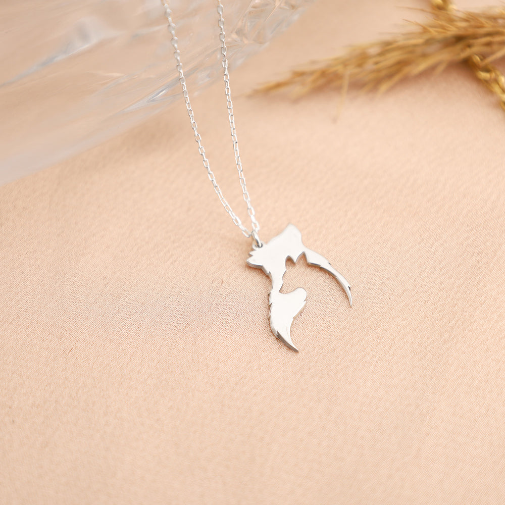 925 Sterling Silver Wolf Couples Necklace