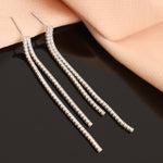 925 Sterling Silver Kisa 50Mm Uzun 63Mm 2Li̇ Sira Crystal Pave Dangle Drop Earrings