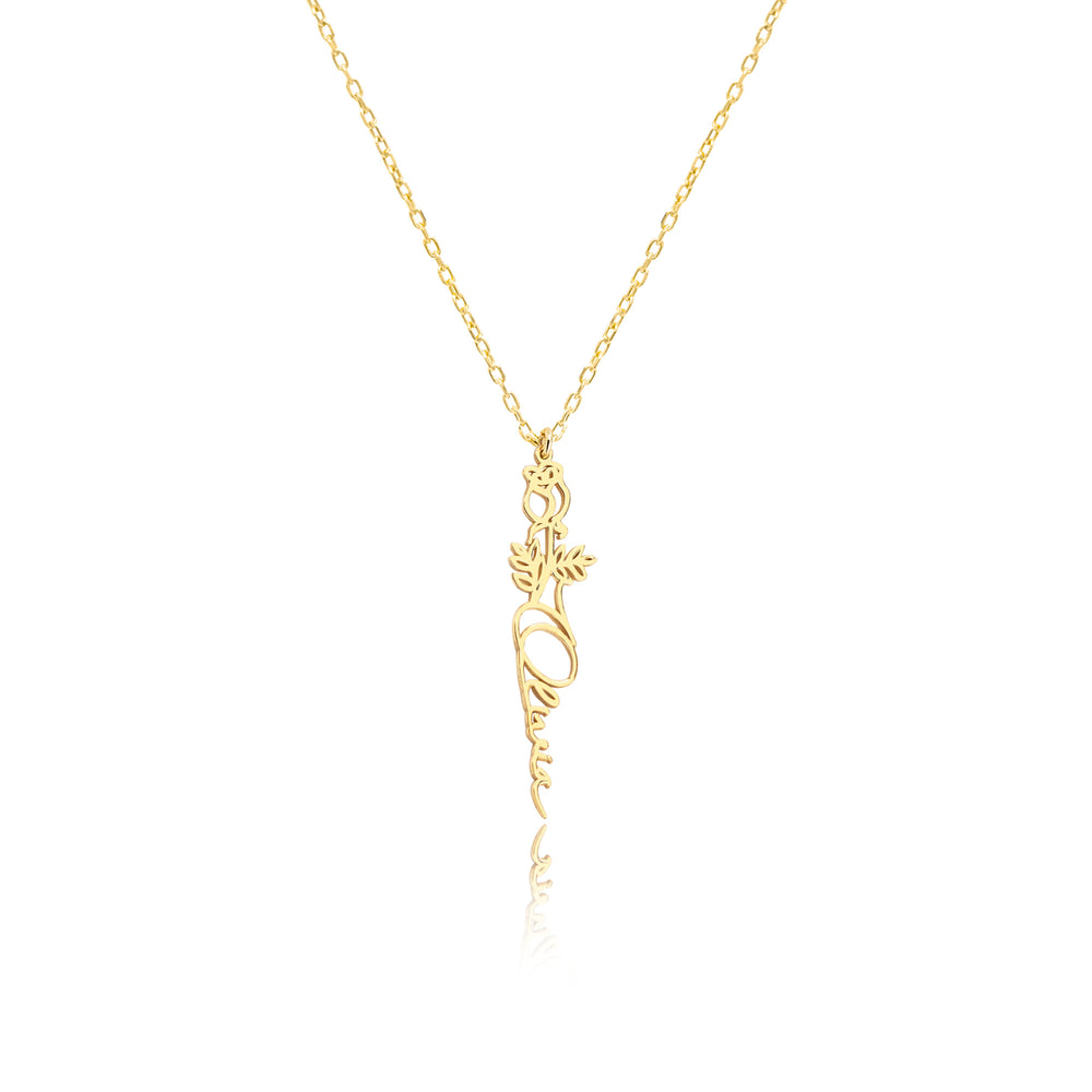 925 Sterling Silver Birth Flower Name Necklace