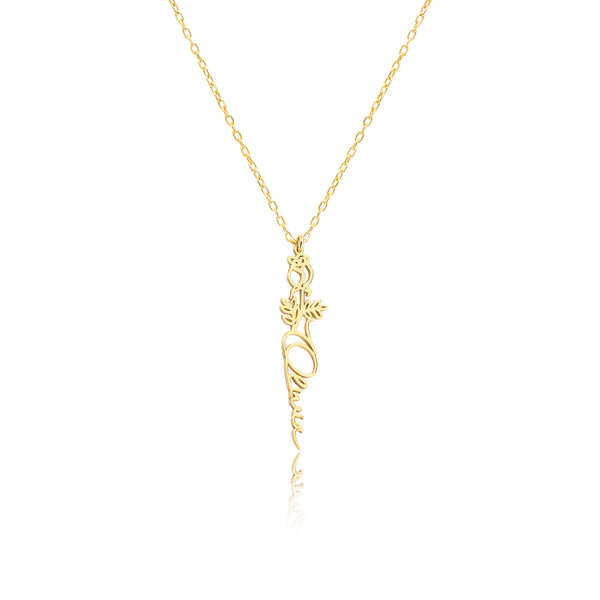925 Sterling Silver Birth Flower Name Necklace