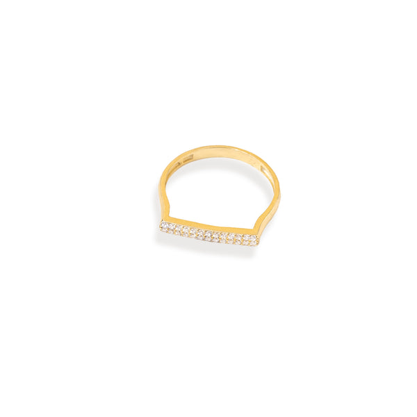 925 Sterling Silver Çi̇ft Sira Düz Crystal Pave Ring