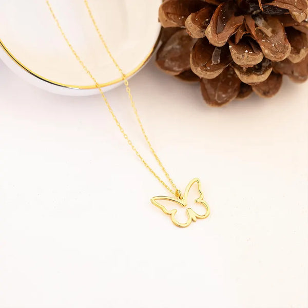 925 Sterling Silver Içi Boş Butterfly Necklace