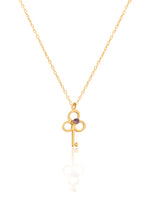 925 Sterling Silver Key Necklace With Birthstone