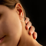925 Sterling Silver Triangle Square Ear Jacket Necklace