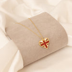 925 Sterling Silver Usa Flag Heart Enamel Necklace