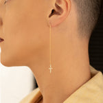 925 Sterling Silver Threader Cross Dangle Earring