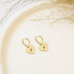 925 Sterling Silver Heart With Initial Earrings