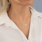 925 Sterling Silver Heart Uçak Necklace