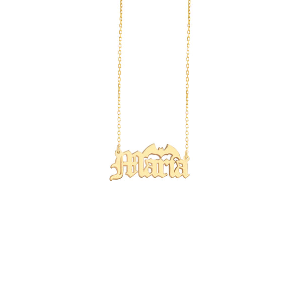 925 Sterling Silver Personalized Bat Name Necklace