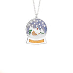 925 Sterling Silver Snow Globe Christmas Necklace