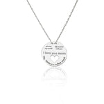 925 Sterling Silver Round Circle Daire Icerisinde I Love Mom Yazili Ici Bos Heart Necklace