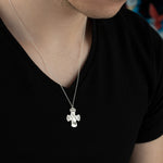 925 Sterling Silver Praying Hands Crucifix Necklace 359