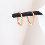 925 Sterling Silver Dört Taş Top Kabartmali Hoop Earrings 18 Mm