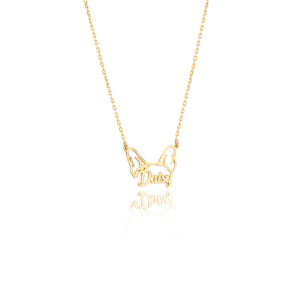 925 Sterling Silver Dog Head And Name Necklace