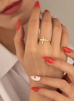 925 Sterling Silver Cross 2 Ring