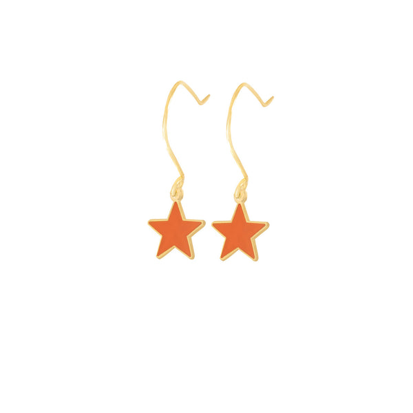 925 Sterling Silver Orange Star Earring