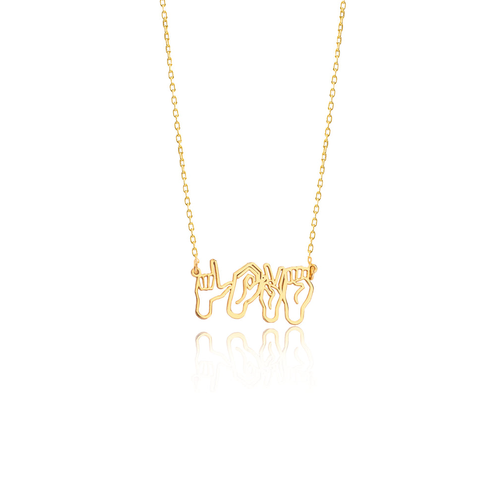 925 Sterling Silver Hand Signal Sign Language Necklace