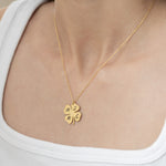925 Sterling Silver Clover Initials Necklace