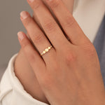 925 Sterling Silver Üç Top Ring Kenari Yanlar Solitaire