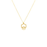 925 Sterling Silver Unique Gold Double Hexagon Necklace