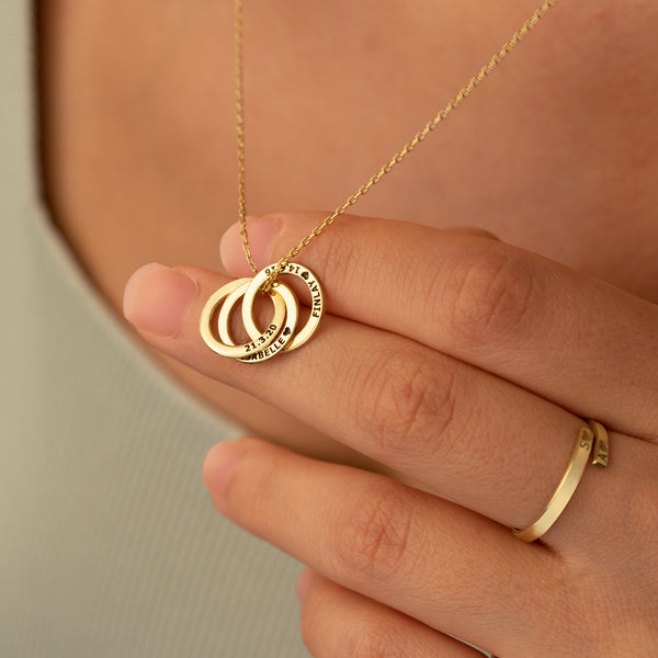 925 Sterling Silver Personalized Circles Necklace 1 Hoop