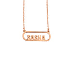 925 Sterling Silver 14K Solid Gold Minimalist Rectangle Name Necklace