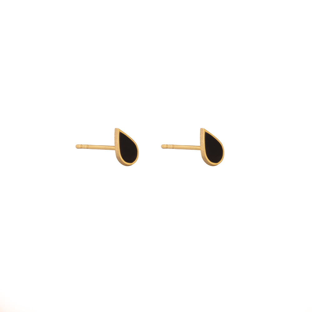 925 Sterling Silver Black Drop Studs