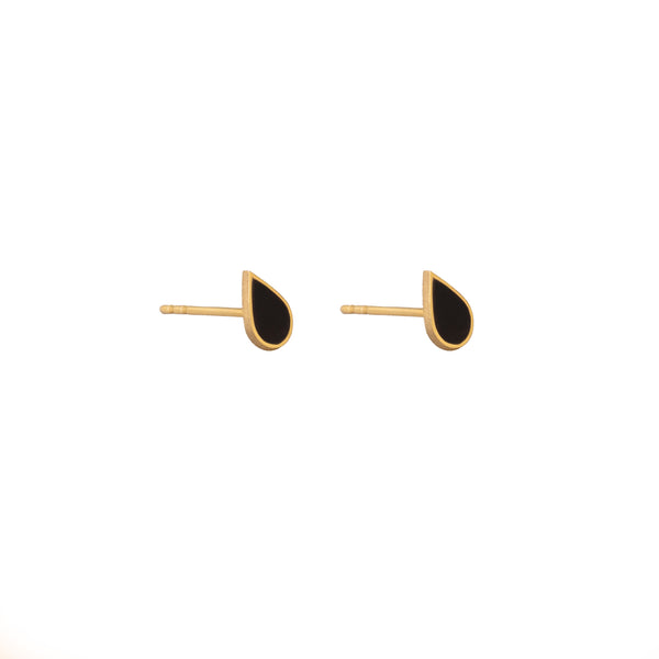 925 Sterling Silver Black Drop Studs