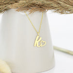 925 Sterling Silver Initial Necklace With Heart