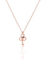 925 Sterling Silver Key Necklace With Birthstone